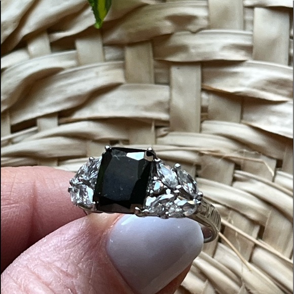 SOLD! BLACK DIAMOND 3.5CT w/ Clear CZs Silver Ring - Picture 6 of 8